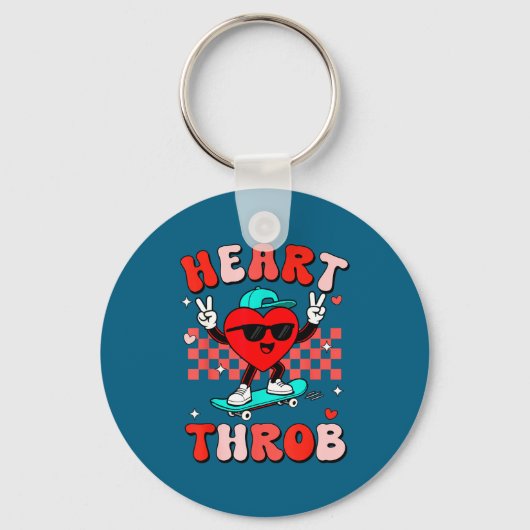 Retro Groovy Heart Throb Valentines Day Toddlers B キーホルダー (正面)