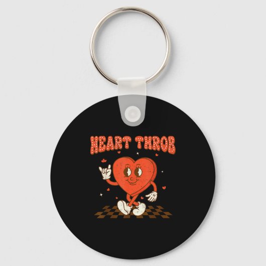 Retro Groovy Heart Throb Valentines Day Toddlers B キーホルダー (正面)