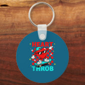 Retro Groovy Heart Throb Valentines Day Toddlers B キーホルダー (正面)