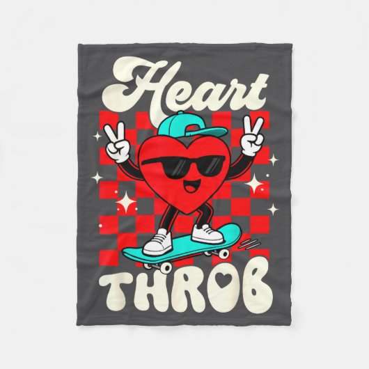 Retro Groovy Heart Throb Valentines Day Toddlers B フリースブランケット (正面)