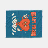 Retro Groovy Heart Throb Valentines Day Toddlers B フリースブランケット (正面(横))