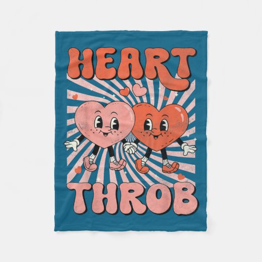 Retro Groovy Heart Throb Valentines Day Toddlers B フリースブランケット (正面)