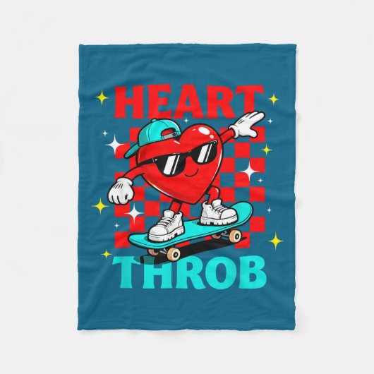 Retro Groovy Heart Throb Valentines Day Toddlers B フリースブランケット (正面)