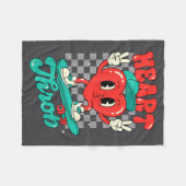 Retro Groovy Heart Throb Valentines Day Toddlers B フリースブランケット (正面(横))