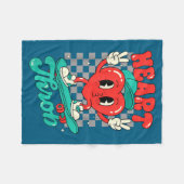 Retro Groovy Heart Throb Valentines Day Toddlers B フリースブランケット (正面(横))