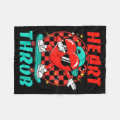 Retro Groovy Heart Throb Valentines Day Toddlers B フリースブランケット (正面(横))