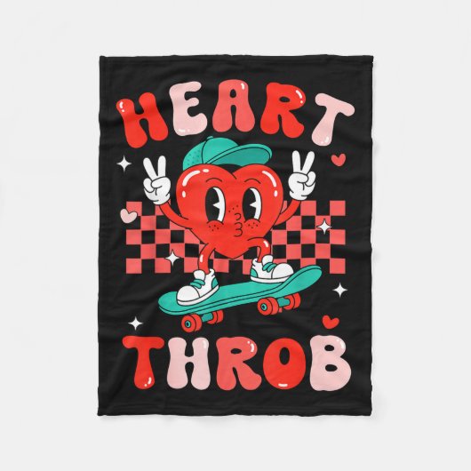 Retro Groovy Heart Throb Valentines Day Toddlers B フリースブランケット (正面)