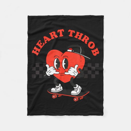 Retro Groovy Heart Throb Valentines Day Toddlers B フリースブランケット (正面)