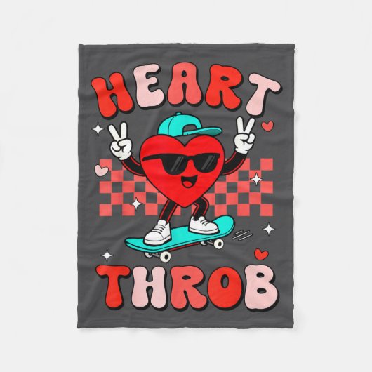 Retro Groovy Heart Throb Valentines Day Toddlers B フリースブランケット (正面)