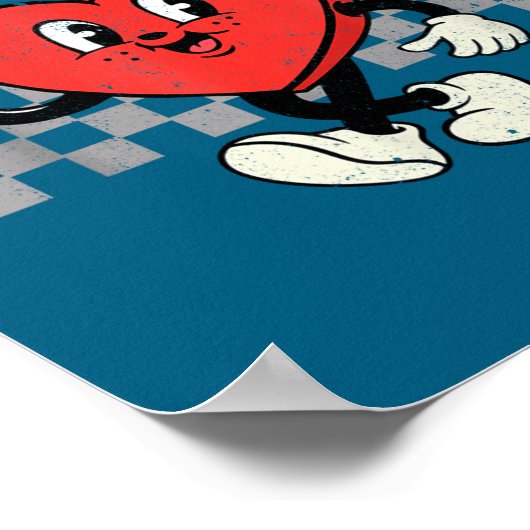 Retro Groovy Heart Throb Valentines Day Toddlers B ポスター (角)