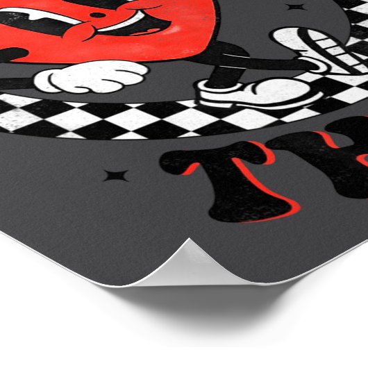 Retro Groovy Heart Throb Valentines Day Toddlers B ポスター (角)