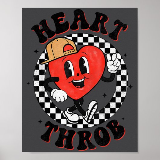 Retro Groovy Heart Throb Valentines Day Toddlers B ポスター (正面)