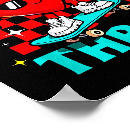 Retro Groovy Heart Throb Valentines Day Toddlers B ポスター (角)