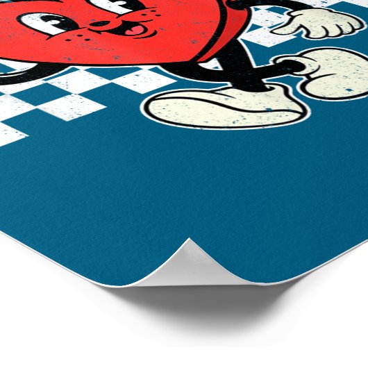 Retro Groovy Heart Throb Valentines Day Toddlers B ポスター (角)