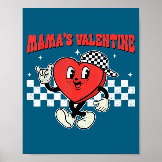 Retro Groovy Heart Throb Valentines Day Toddlers B ポスター (正面)
