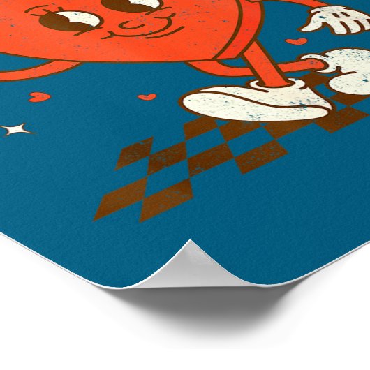 Retro Groovy Heart Throb Valentines Day Toddlers B ポスター (角)