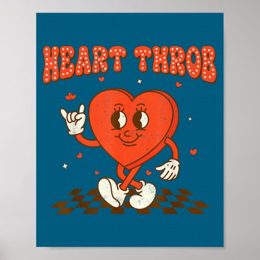 Retro Groovy Heart Throb Valentines Day Toddlers B ポスター (正面)