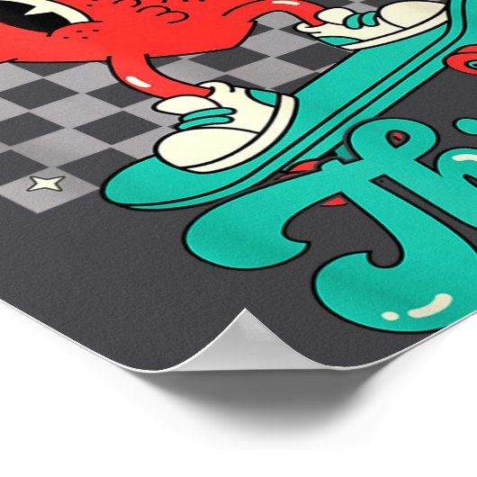 Retro Groovy Heart Throb Valentines Day Toddlers B ポスター (角)