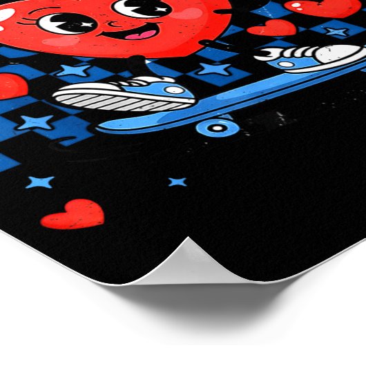Retro Groovy Heart Throb Valentines Day Toddlers B ポスター (角)
