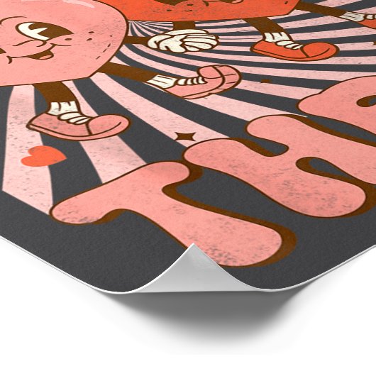 Retro Groovy Heart Throb Valentines Day Toddlers B ポスター (角)