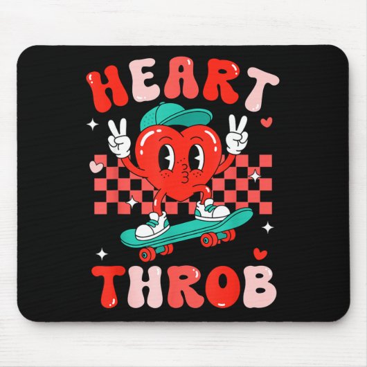 Retro Groovy Heart Throb Valentines Day Toddlers B マウスパッド (正面)