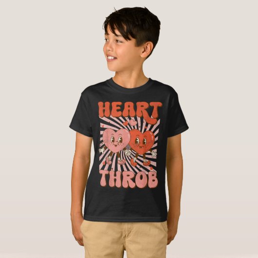 Retro Groovy Heart Throb Valentines Day Toddlers B Tシャツ (正面フル)