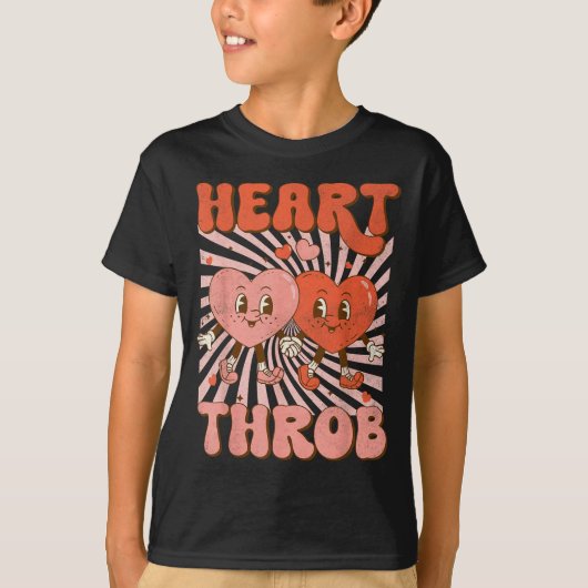 Retro Groovy Heart Throb Valentines Day Toddlers B Tシャツ (正面)