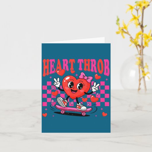 Retro Groovy Heart Throb Valentines Day Toddlers G カード (黄色い花)