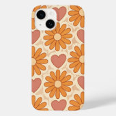 Retro Groovy Hippie Flowers & Hearts Custom Mother Case-Mate iPhoneケース (裏面)