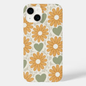 Retro Groovy Hippie Flowers & Hearts Custom Mother Case-Mate iPhoneケース (裏面)
