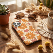 Retro Groovy Hippie Flowers & Hearts Custom Mother Case-Mate iPhoneケース
