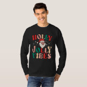Retro Groovy Holly Xmas Jolly Vibes Christmas For Tシャツ (正面フル)