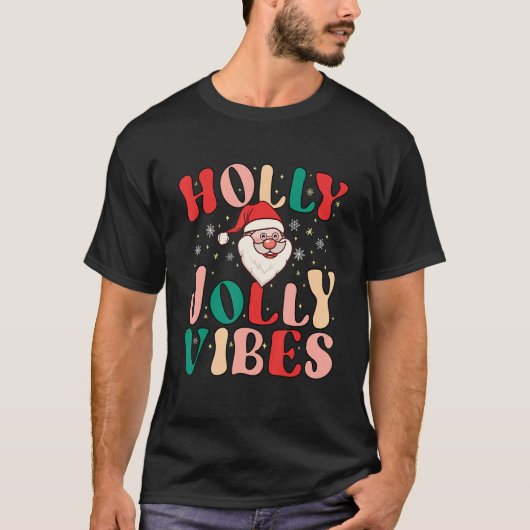 Retro Groovy Holly Xmas Jolly Vibes Christmas For  Tシャツ (正面)