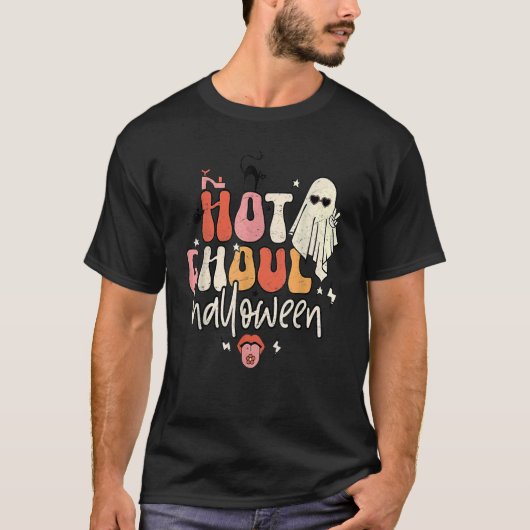 Retro Groovy Hot Ghoul Halloween Costumes Outfit Tシャツ (正面)