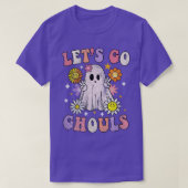 Retro Groovy Lets Go Ghouls Ghost 70s Hippie Hallo Tシャツ (デザイン正面)