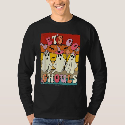 Retro Groovy Let's Go Ghouls Halloween Ghost Outfi Tシャツ (正面)