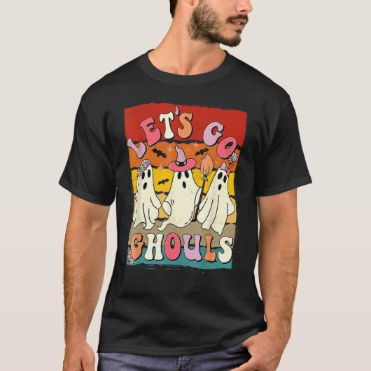 Retro Groovy Let's Go Ghouls Halloween Ghost Outfi Tシャツ (正面)