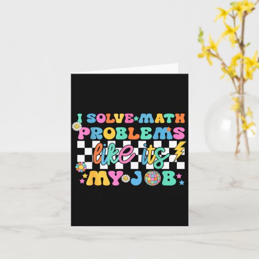 Retro Groovy Math Teacher Funny Back To School Gif カード (黄色い花)