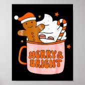 Retro Groovy Merry And Bright Gingerbread Christma ポスター (正面)