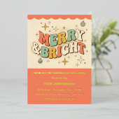Retro Groovy Merry & Bright Christmas Party 箔招待状 (立ち正面)