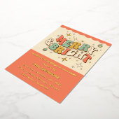 Retro Groovy Merry & Bright Christmas Party 箔招待状 (回転した状態)
