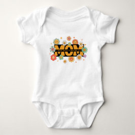 Retro Groovy Mom Flowers - Toddler & Baby Design ベビーボディスーツ
