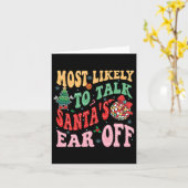 Retro Groovy Most Likely To Talk Santa's Ear Off F カード (黄色い花)