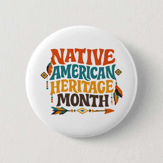Retro Groovy Native American Heritage Month 缶バッジ (正面)