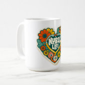 Retro Groovy Nurse Life Sticker - Floral Stethosco コーヒーマグカップ (正面左)