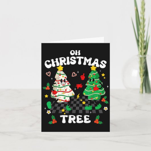 Retro Groovy Oh Christmas Tree Cake Pajamas Xmas K カード (正面)