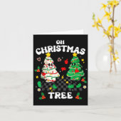 Retro Groovy Oh Christmas Tree Cake Pajamas Xmas K カード (黄色い花)