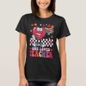 Retro Groovy One Loved Teacher Heart Valentines Da Tシャツ (正面)