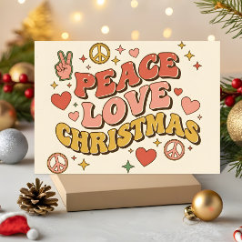 Retro Groovy Peace Love Christmas シーズンカード