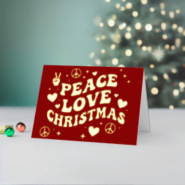 Retro Groovy Peace Love Christmas 箔シーズンカード